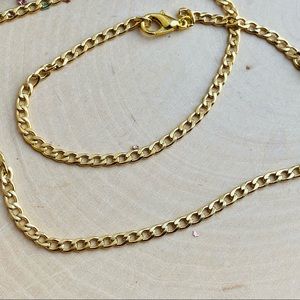 Men gold necklace Curb Gold Chain Choker Layered Necklace